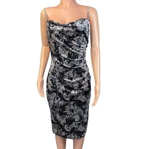 Laundry Shelli Segal‎ Metallic Paisley Cocktail Dress Sz 6 Glam Dark Romantic
